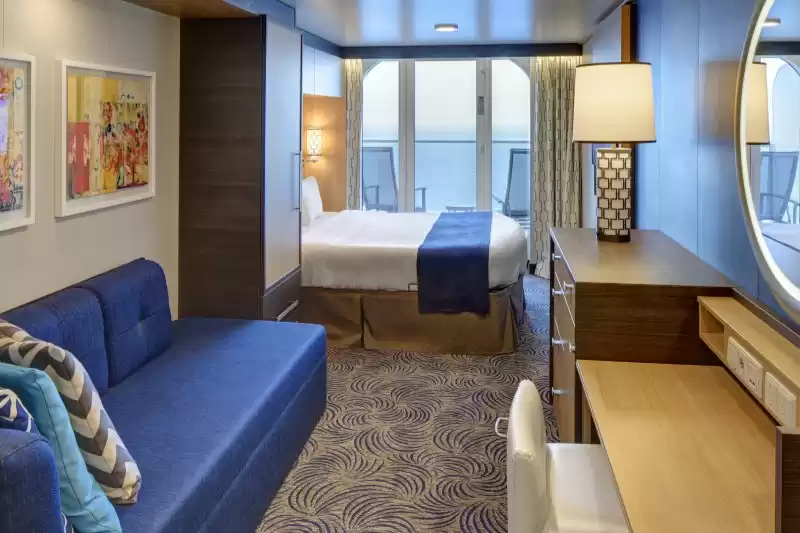 Cabina con vista al mar y balcón